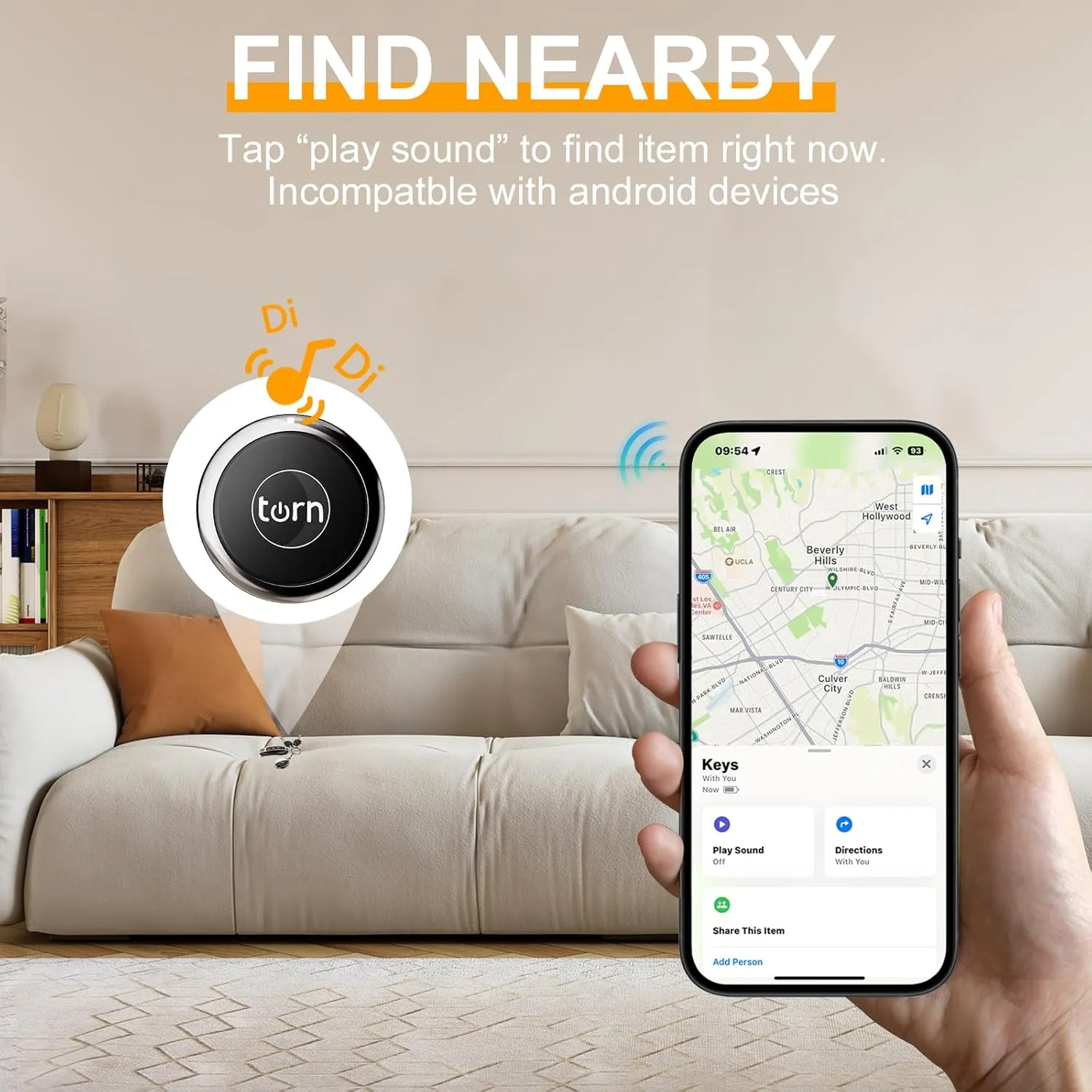 1 Pack Air Tracker Tag Pair with Apple Find My (iOS Only), Smart Bluetooth Key Finder and Item Locator for Luggage Dog Pet Wallet Backpack (Black)