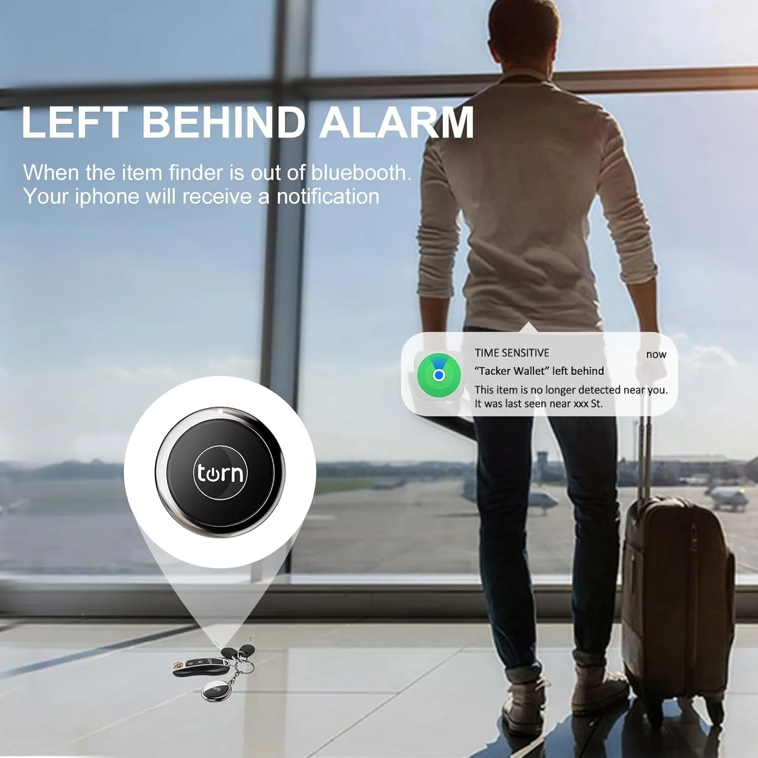 1 Pack Air Tracker Tag Pair with Apple Find My (iOS Only), Smart Bluetooth Key Finder and Item Locator for Luggage Dog Pet Wallet Backpack (Black)