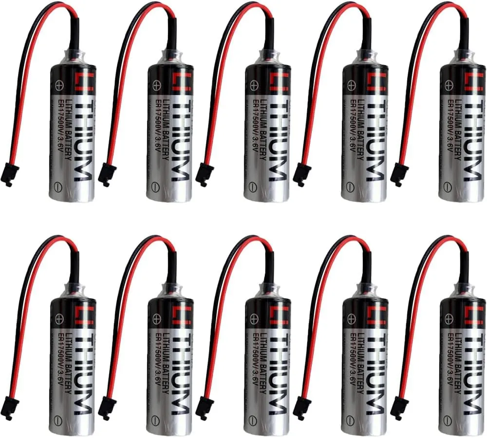 (10-Pack) ER17500V/3.6V 2700 mAh PLC Battery with Balck Plug for Yaskawa Automatic Robot Arm Programmer Battery