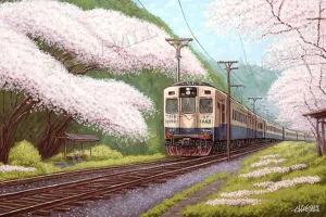 1000 Pieces Jigsaw Puzzles -Sakura Train- Puzzles for Adults and Families, HD Quality Puzzles Gift Set for Adults