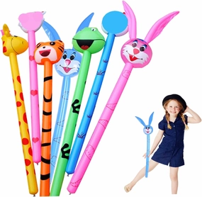 10Pcs Inflatable Animal Balloons PVC Children's Inflatable Animals Stick Long Inflatable Stick Funny Inflatable Birthday Party Decor Gifts