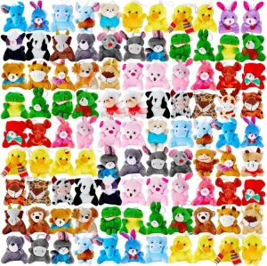 120 Pack Mini Animal Plush Toy Set,Stuffed Animal Party Favors,Keychain Decoration,Christmas Party Favors,Easter Egg Stuffer,Valentine Exchange Toy,Carnival Prize