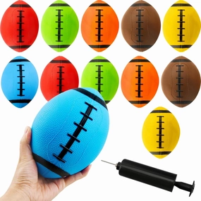 12 Pack Mini Inflatable Football 6.3 Inch Sports Rugby Football Pool Beach Ball Toys with Pump for Indoor Outdoor Sport Games Football Theme Birthday Party Favors, 6 Colors