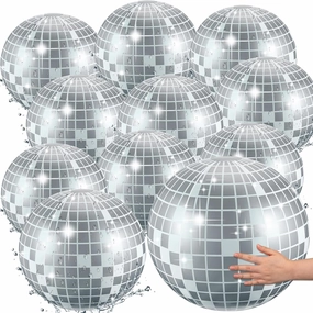 12 Pcs Inflatable Beach Ball Disco Theme Party Decoration Inflatable Disco Ball Summer Pool Toys Indoor Outdoor Beach Sports Theme Decor Gift