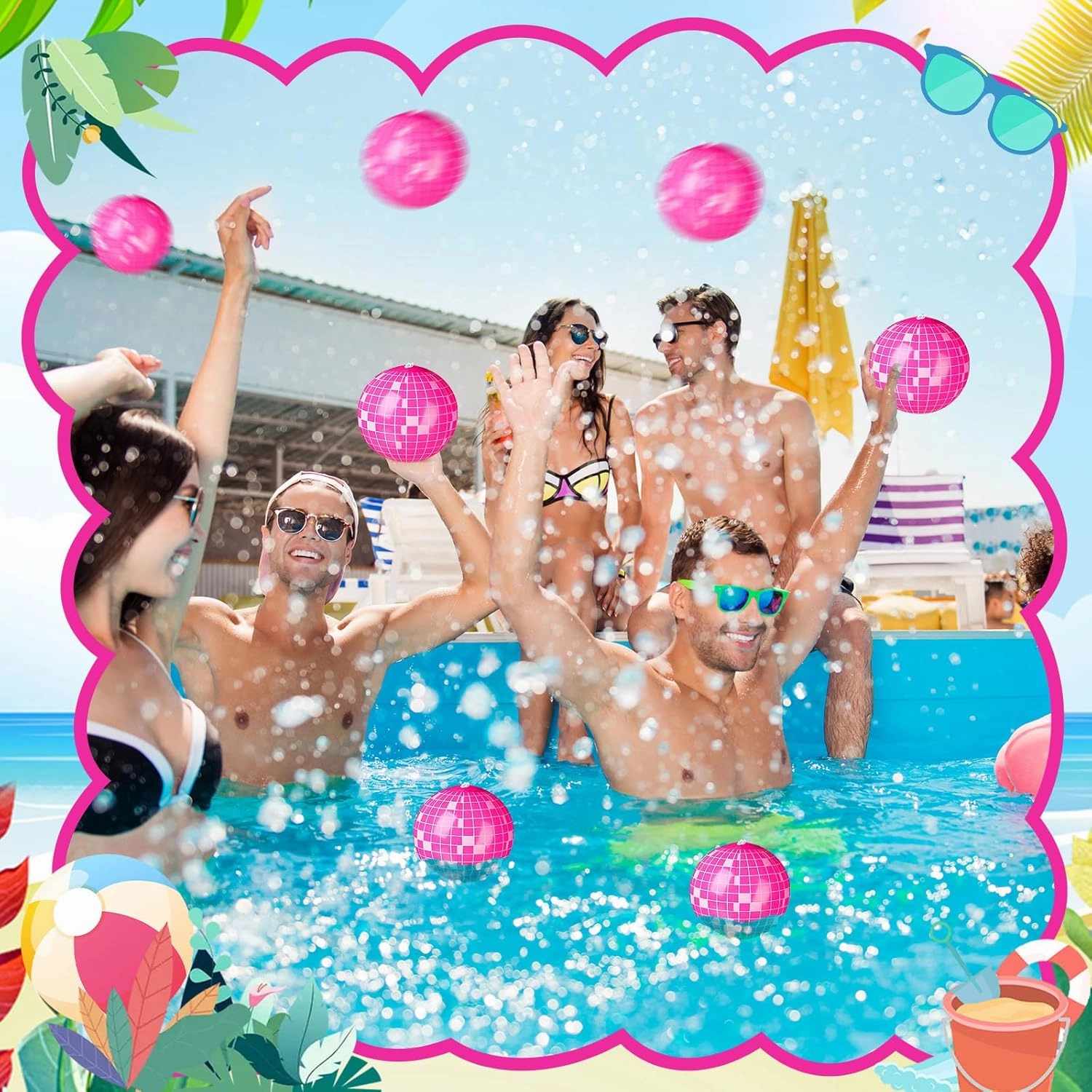 12 Pcs Inflatable Beach Ball Disco Theme Party Decoration Inflatable Disco Ball Summer Pool Toys Indoor Outdoor Beach Sports Theme Decor Gift