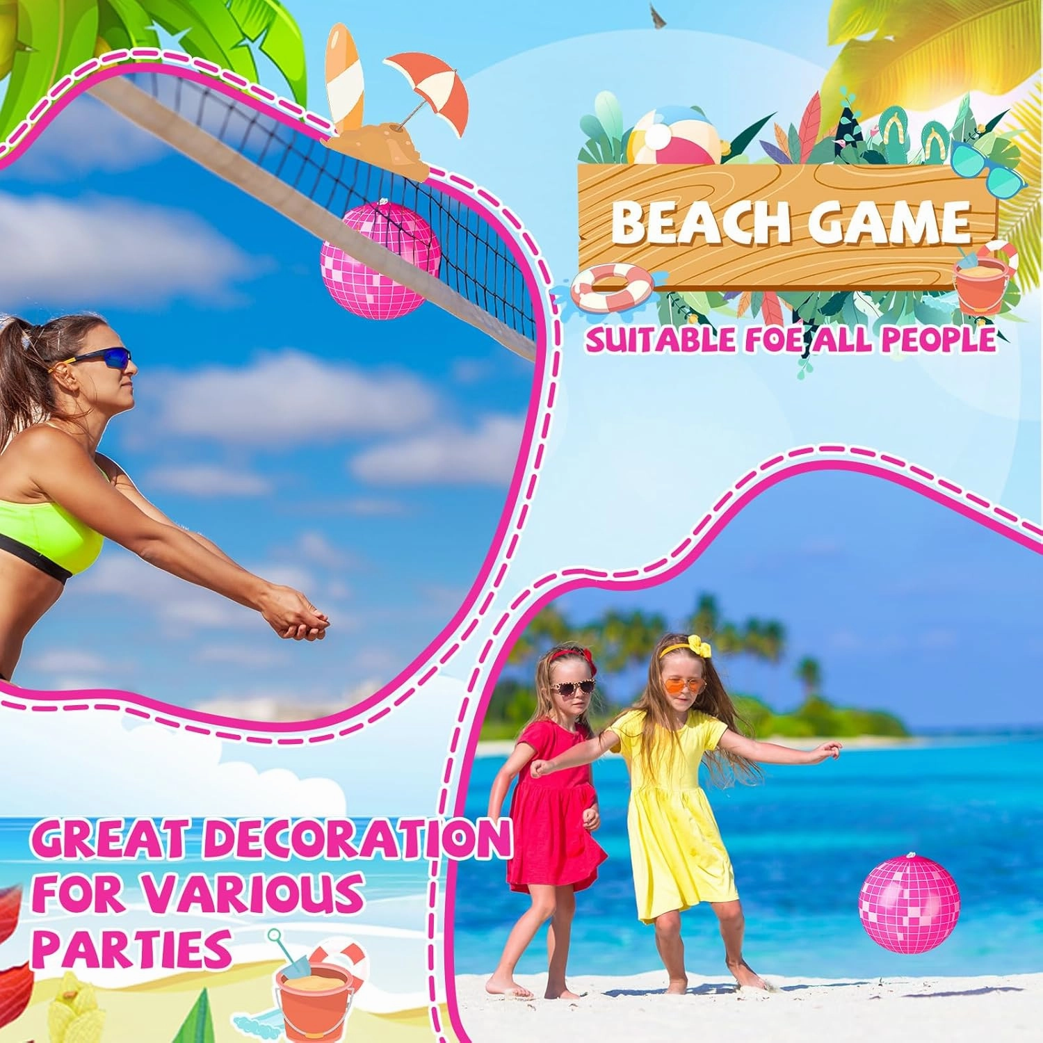 12 Pcs Inflatable Beach Ball Disco Theme Party Decoration Inflatable Disco Ball Summer Pool Toys Indoor Outdoor Beach Sports Theme Decor Gift