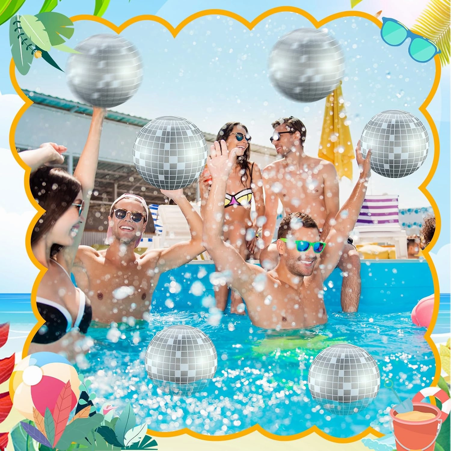 12 Pcs Inflatable Beach Ball Disco Theme Party Decoration Inflatable Disco Ball Summer Pool Toys Indoor Outdoor Beach Sports Theme Decor Gift