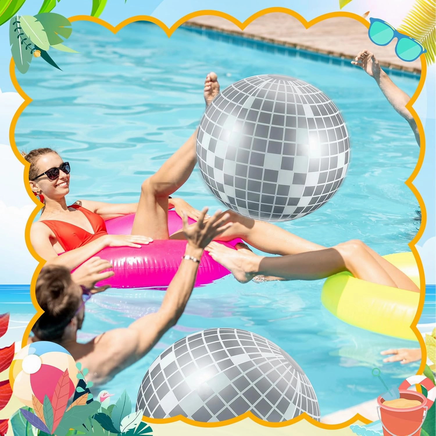 12 Pcs Inflatable Beach Ball Disco Theme Party Decoration Inflatable Disco Ball Summer Pool Toys Indoor Outdoor Beach Sports Theme Decor Gift