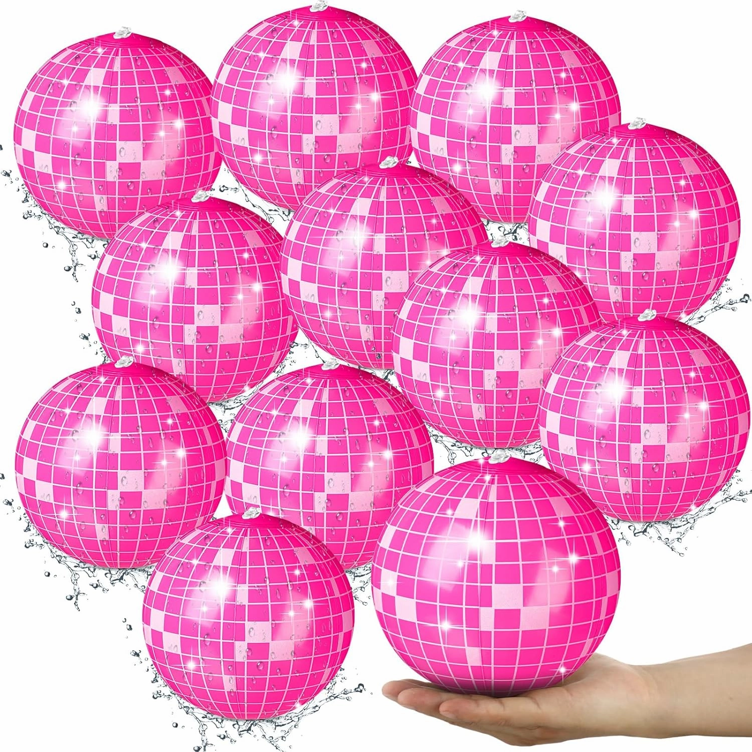 12 Pcs Inflatable Beach Ball Disco Theme Party Decoration Inflatable Disco Ball Summer Pool Toys Indoor Outdoor Beach Sports Theme Decor Gift
