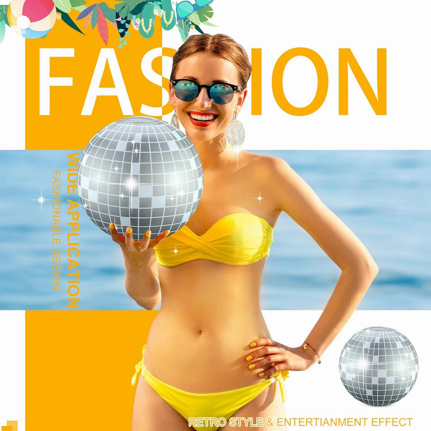 12 Pcs Inflatable Beach Ball Disco Theme Party Decoration Inflatable Disco Ball Summer Pool Toys Indoor Outdoor Beach Sports Theme Decor Gift