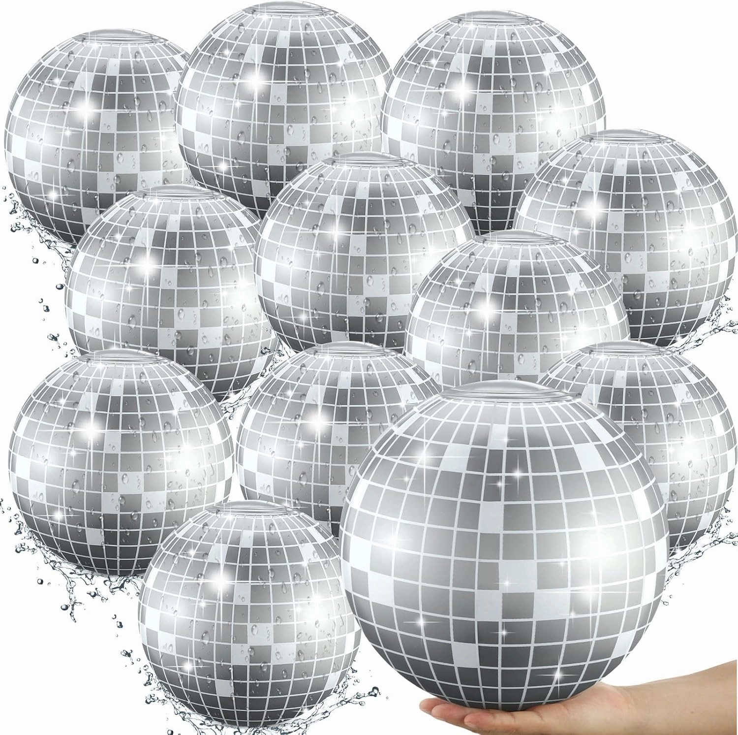 12 Pcs Inflatable Beach Ball Disco Theme Party Decoration Inflatable Disco Ball Summer Pool Toys Indoor Outdoor Beach Sports Theme Decor Gift
