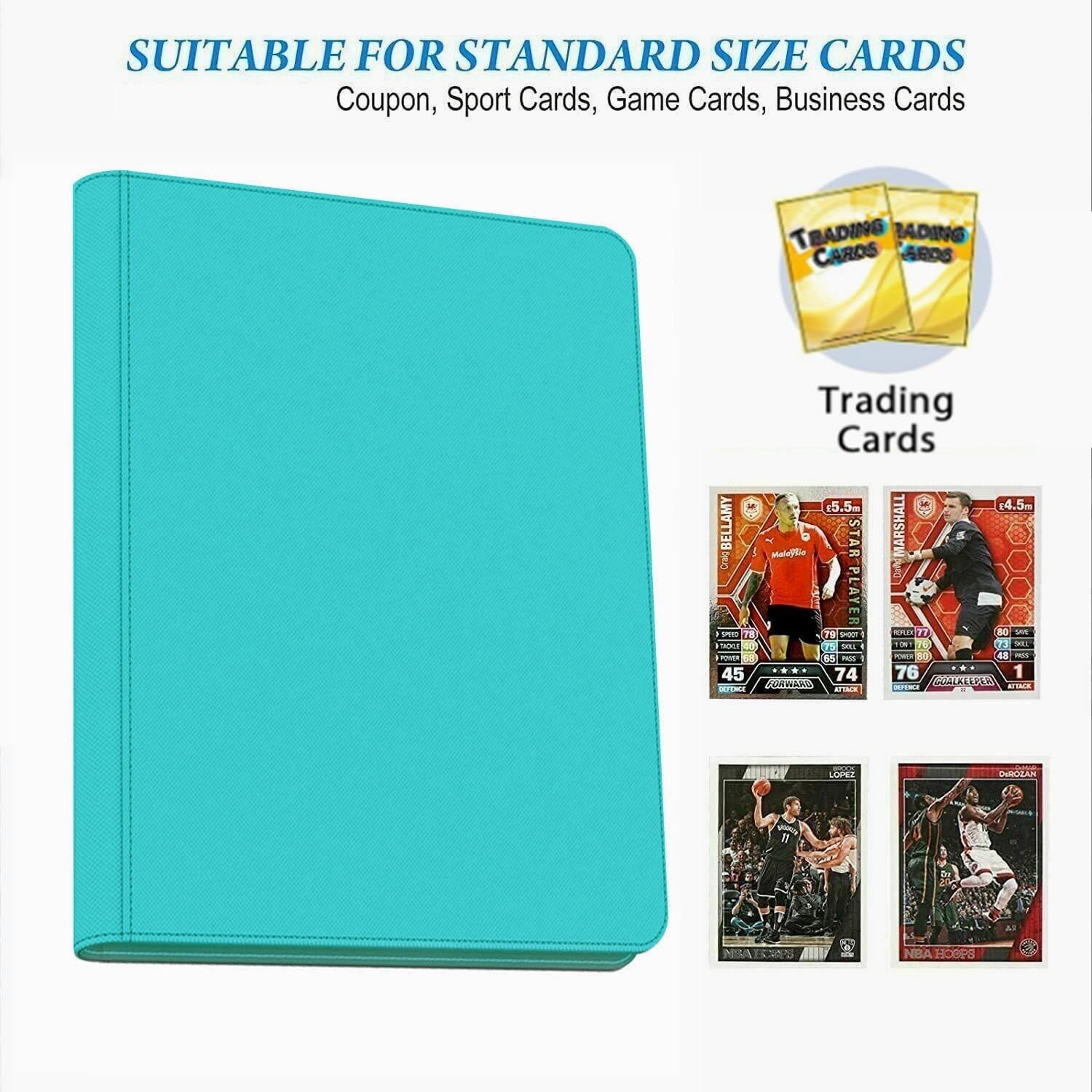 16 Pocket Card Binder, 1000  Premium Zip Trading Card Binder, Double Sided Pocket Card Binder Album, Ringless Card Folder for MTG, TCG, Sports Card (Teal, 16Pockets)