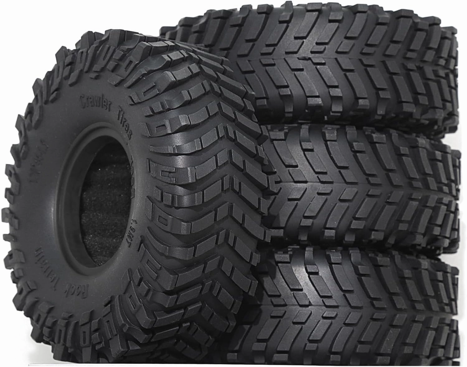 1/10 scale Tires accessories, 120 * 44 mm All Terrain Rubber Soft Tire, for 1/10 crawler Car, 1.9″wheels, Black, 4PCS