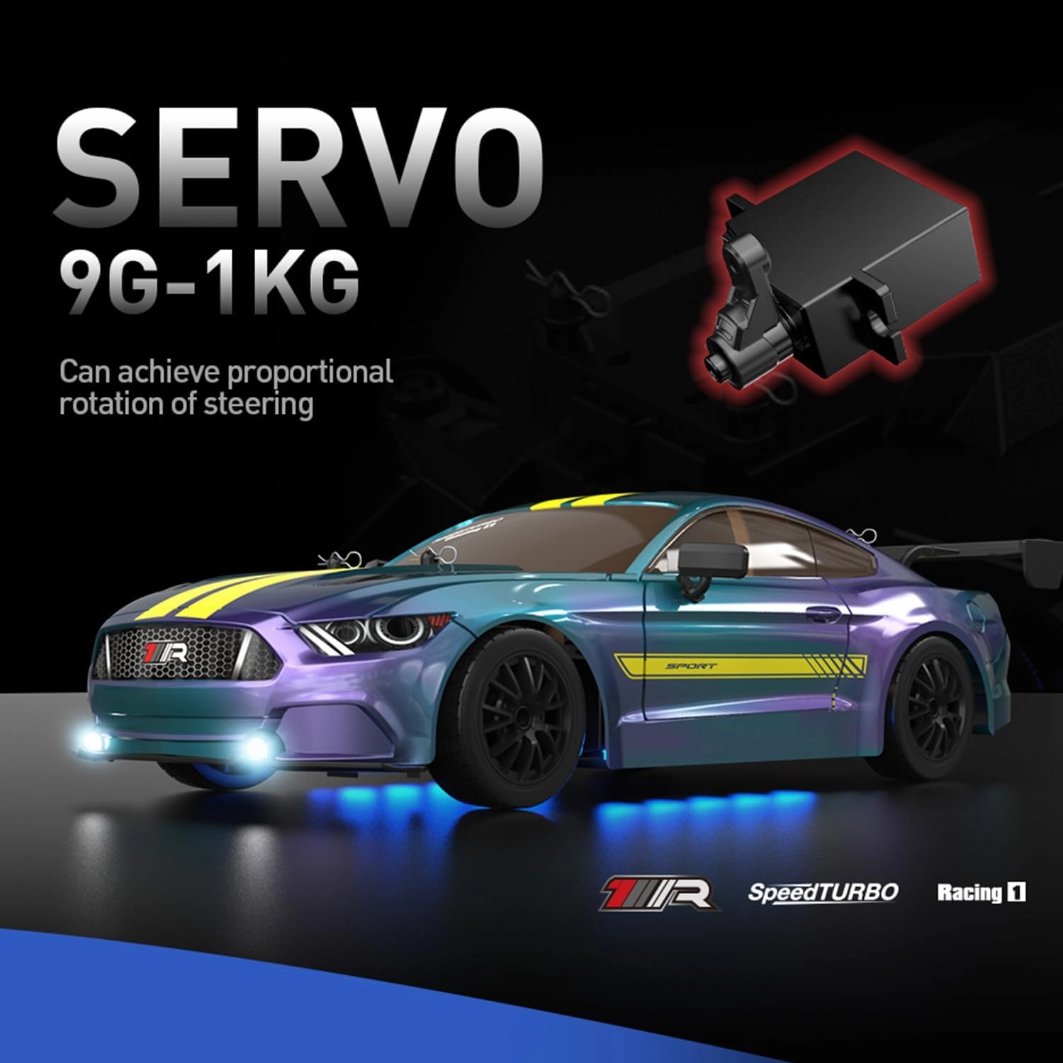1:16 RC Drift Car 4WD 30 KM/H Full Proportional High Speed RC Car RTR with LED Lights and Drifting Tires Racing Sport Toy for Adults Boys Girls Kids(8100-Black)
