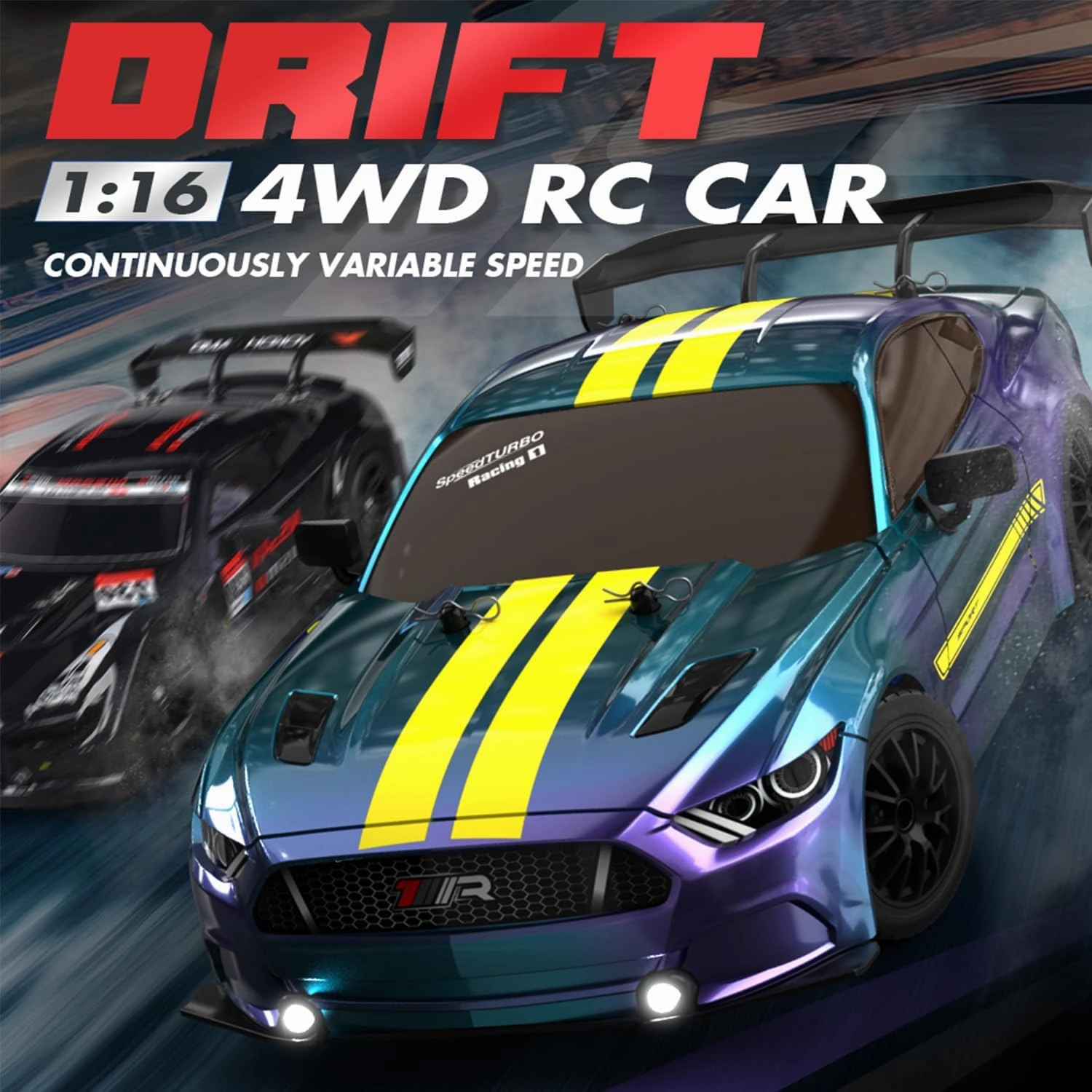 1:16 RC Drift Car 4WD 30 KM/H Full Proportional High Speed RC Car RTR with LED Lights and Drifting Tires Racing Sport Toy for Adults Boys Girls Kids(8100-Black)