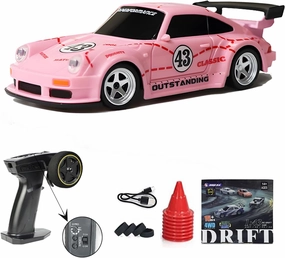 1/43 RC Drift Car with Gyro 15km/h Mini Racing Cars 2.4G 4WD Off-Road Remote Control Drifting High-Speed Vehicle Model Rechargeable Toys