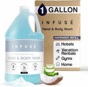 1-Shoppe All-in-Kit Hand/Body Wash | Infuse White Tea & Coconut Hotel | 1 Gallon | For Hospitality & Vacation Rentals to Refill Dispensers | (Single Gallon)