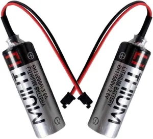 (2 Pack) ER17500V 3.6V 2700mAh Battery for Yaskawa Automatic Robot Arm Programmer Battery with Balck Plug