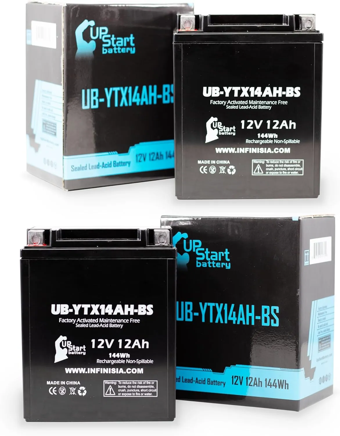 2-Pack UB-YTX14AH-BS Battery Replacement for 1995 Bimota DB2 900 CC Motorcycle - Factory Activated, Maintenance Free, Motorcycle Battery - 12V, 12AH, UpStart Battery Brand
