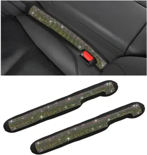 2 PCS Bling Car Seat Gap Filler, Soft Foam Seat Side Gap Filler with Sparkling Crystal Rhinestone, Gap Stopper Filler for Cars, Trucks, SUVs, Universal Car Accessories (Colorful)