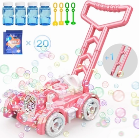 2024 New Models Bubble Lawn Mower Toddler Toys - Bubble Machine Summer Outdoor Toys, Automatic Bubble Mover Push Toy for Age 3  Year Old Preschool Baby Boys Girls Birthday Gifts (Pink)