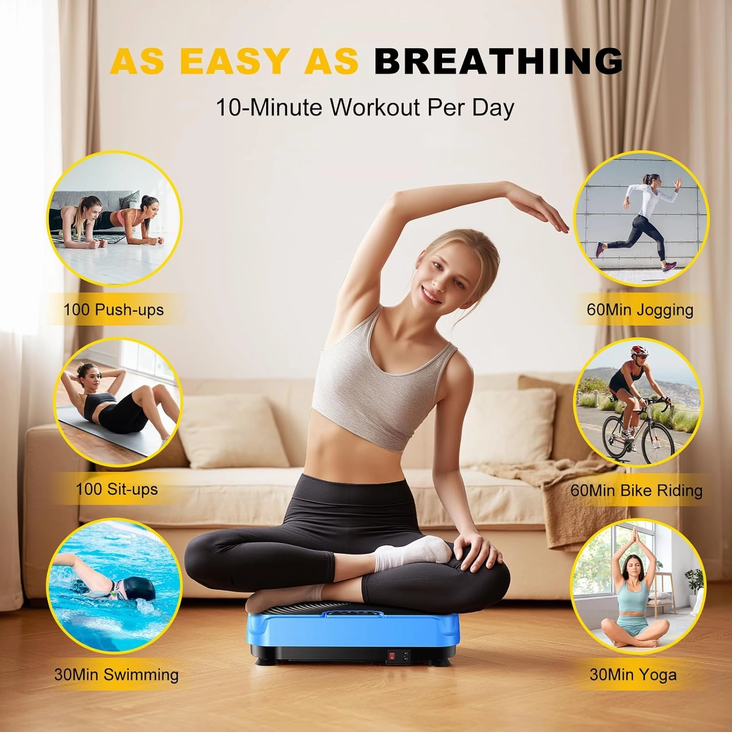 2025 Upgrade Vibration Plate Exercise Machine for Lymphatic Drainage,400Lbs Capacity Full-Body Workout Platform Vibrating Plate Pilates Equipment,Home Workout Equipment for Fitness Weight Loss
