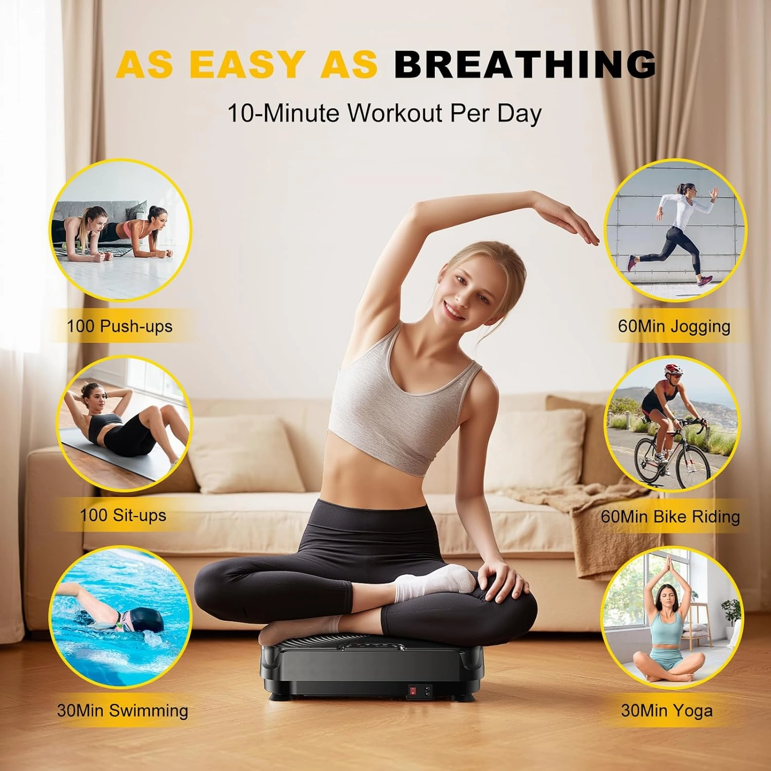 2025 Upgrade Vibration Plate Exercise Machine for Lymphatic Drainage,400Lbs Capacity Full-Body Workout Platform Vibrating Plate Pilates Equipment,Home Workout Equipment for Fitness Weight Loss