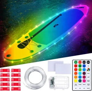 22ft Kayak Paddle Board Lights Kit IP68 Waterproof Dream Color SUP Glow Lights with Remote Battery for Powered Kayak Night Kayaking SUP Canoes, Marine Safety Boats