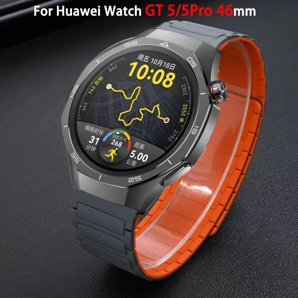 22mm Silicone Magnetic Watchband For Huawei Watch GT 5 Pro 46mm Bracelet For Huawei Watch GT 46mm Serise GT5 GT4 GT3 GT2 Wrist Belt