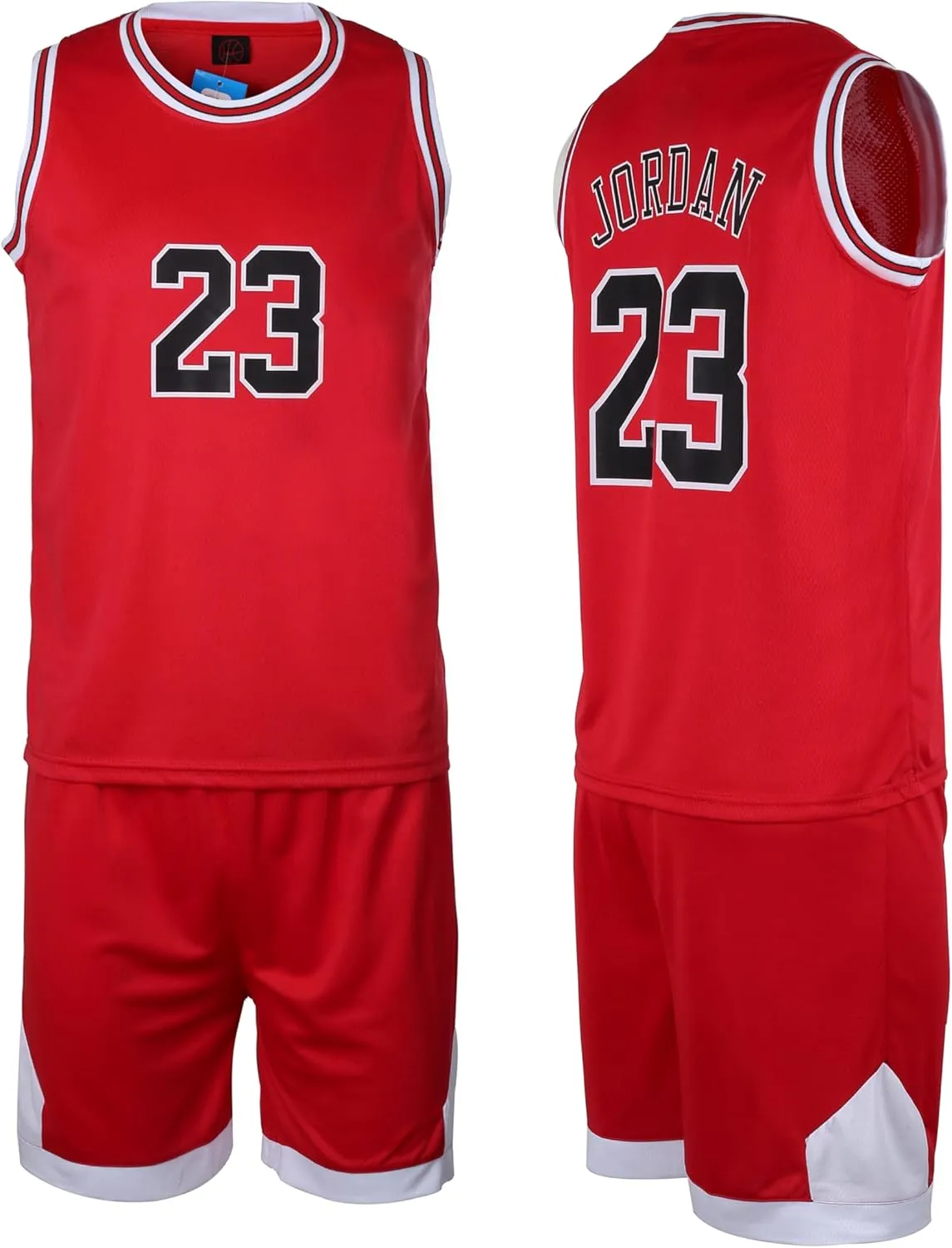 #23 Boys Basketball Jersey Set with Headband and Wristband Basketball Tank Top Shorts Sport Suit Gift for Fans Teens Youths