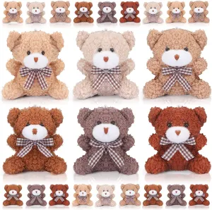 24 Pack Mini Bear Toys Bulk Plush Stuffed Animals Jointed Doll 3.15 Inch Bear Keychain for Teens Girls Adult Birthday Wedding Graduation Gift Decoration Party Favor Backpack DIY Pendant (Stylish)