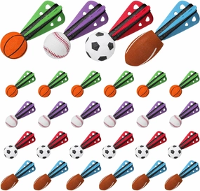 24 Pcs Mini Foam Sports Balls Sports Birthday Party Favor Dart Missiles Rocket Party Favor 4 Inch Basketball Baseball Soccer Football Launcher Sport Themed Gifts Goodie Bag Stuffer