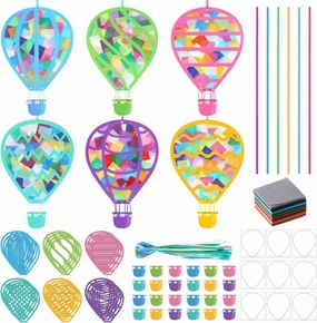 24 Sets Hot Air Balloons Tissue Paper Craft Kits Back to School Crafts DIY Hot Air Hanging Ornaments Make Your Own Back to School Party Decoration Supplies for DIY Activities Supplies