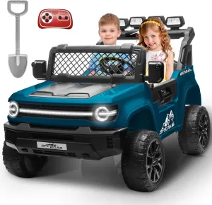 24V Ride on Toys for Big Kids, XL 2 Seater Ride on Car with Remote Control, 4WD/2WD Ride on Truck with 22 Inch Wide Seat, 4x100W Motor, LED Lights, Music, Spring Suspension, Soft Start
