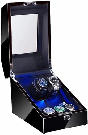 2 3 Automatic Watch Winder with LED Illumination Watch Winder Box Piano Paint Exterior Soft Flexible Watch Pillow Dual