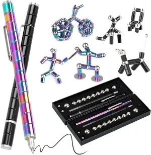 2PC Magnetic Fidget Toys for 8-12 Boys & Girls: Decompression Magnetic Metal Toys Middle School Boy Gifts Figette Pen Fidget Toys for Teens Coolest 12 Year Old Birthday Gifts