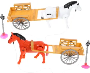 2Pcs Adorable Rotating Horse with Cart Design Creative Plaything for Electric Horse and Wagon Bright Colors for Engaging Fun for Playtime
