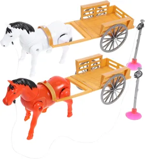 2Pcs Rotating Horse Electric Carriage Shape Plaything for Safe Plastic Educational Adorable Design Present