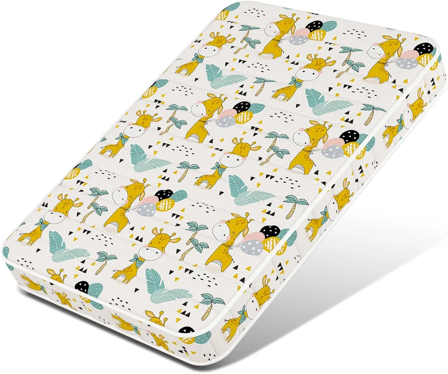 3 Inch 38x26 Mini Crib Mattress, No Gaps Edge Reinforcement High Density Foam, Fits Mini Crib, Odorless and Steady, Certipur-us and Oeko -tex Certified, Giraffe