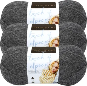 (3 Pack) Lion Brand Yarn Touch of Alpaca Yarn, Charcoal