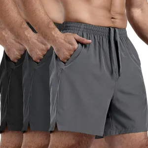 3 Pack Men's Athletic Running Shorts 5 Inch,Quick Dry Gym Workout Shorts with Zip Pockets