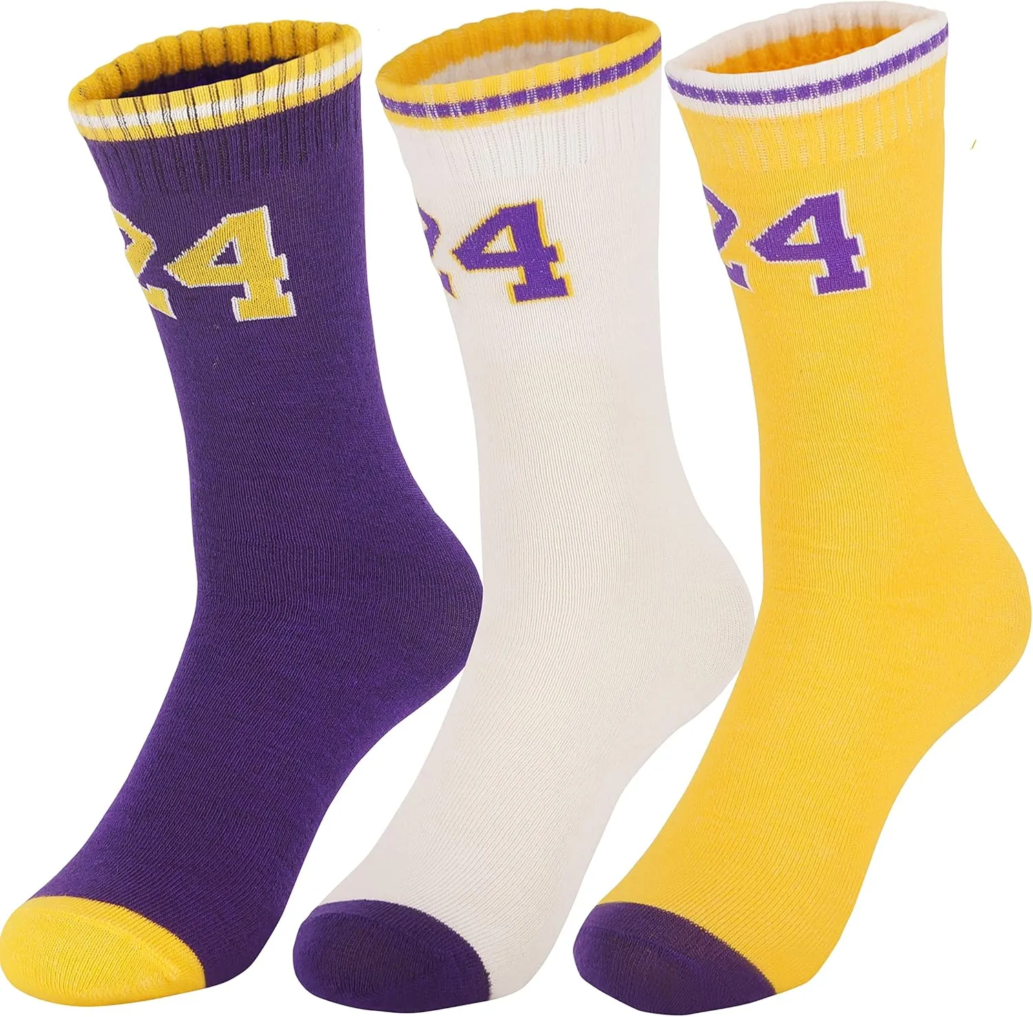 3 Pairs Basketball Socks for Boys and Girls,Athletic Running Breathable Socks Cushion Youth Sports Socks Gifts for Kids 6-14 (One Size, 3Pairs KB #24)