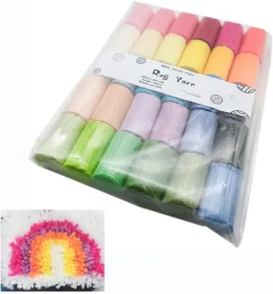 30 Colors Latch Hook Yarn, Precut Assorted Colorful Yarn Bundles Cutter Rug Yarn, Colorful Yarn Bundles Knitting Craft Yarn Soft Crochet for Tapestry Knotted Rug Making