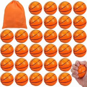 30 PCS Mini Basketball Stress Balls, 2.5 Inch Foam Sports Balls for Kids, Party Favors & Stress Relief