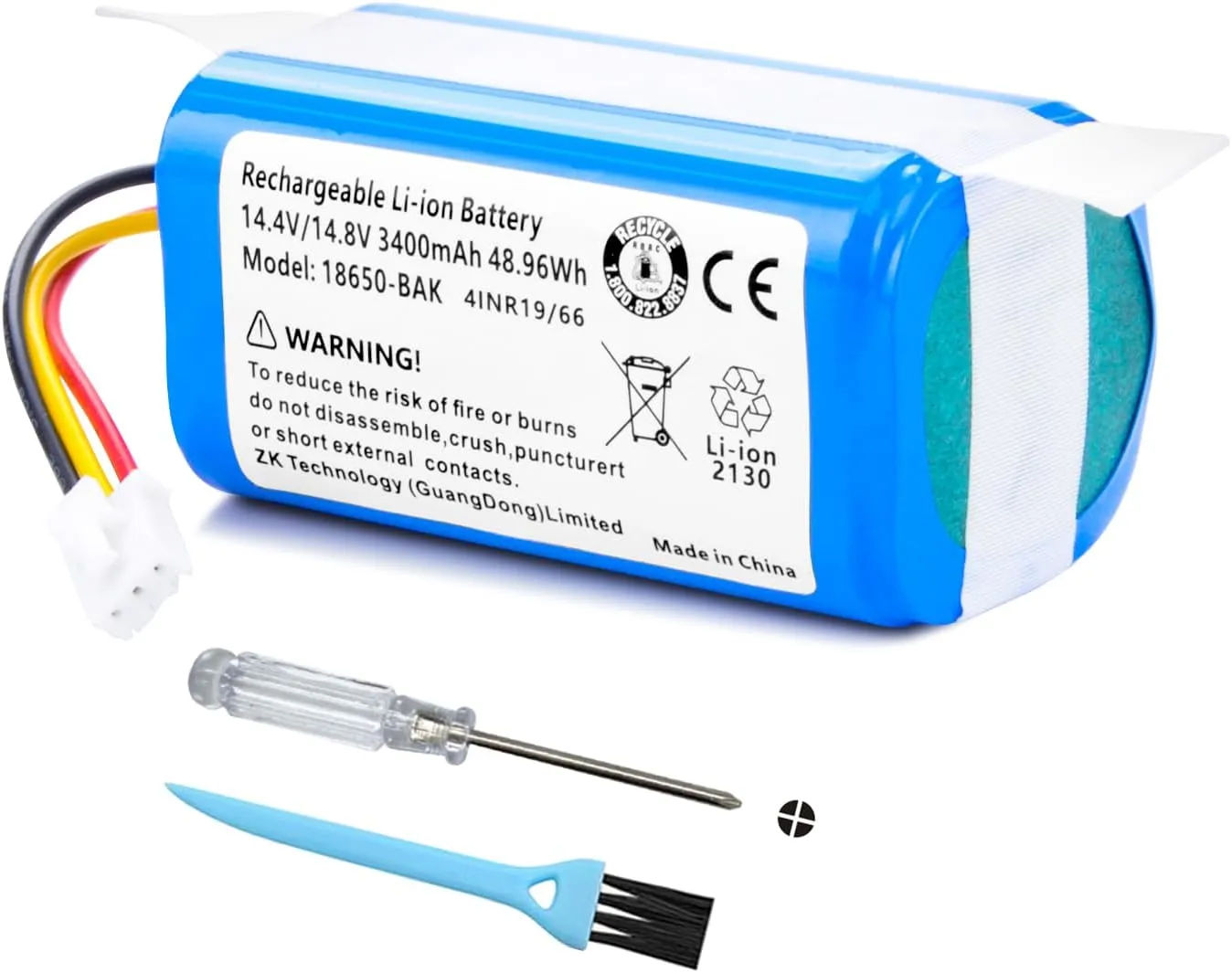 3400mAh Vacuum Battery Replacement for CECOTEC ICR18650-14, Create NETBOT S18, ETA Nico 2219, Trifo M662, for CECOTEC Conga 2299, Conga 2299 Ultra Home Vital Robot Vacuum Cleaner with Tools