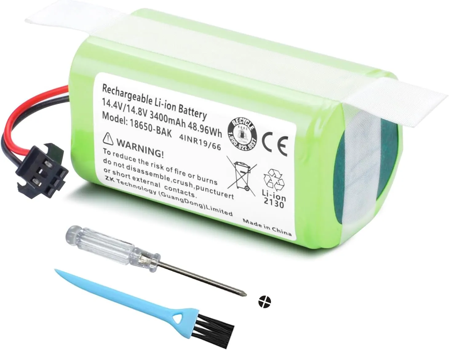 3400mAh Vacuum Battery Replacement for iHome Autovac iHRV10Y-BLK iHRV11-BLK iHRV12-BLK, for iHome AutoVac Nova S1 Pro iHRVS1PRO-3BLK Robot Vacuum Cleaner with Tools
