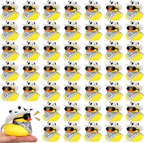 36 Set Cowboy Rubber Duck Mini Yellow Duckies Bath Party Toy Tiny Ducks Bathtub Toy with Cowboy Hat Paisley Bandanas Sunglasses for Summer Baby Shower Birthday Swimming Party (Cow Style)