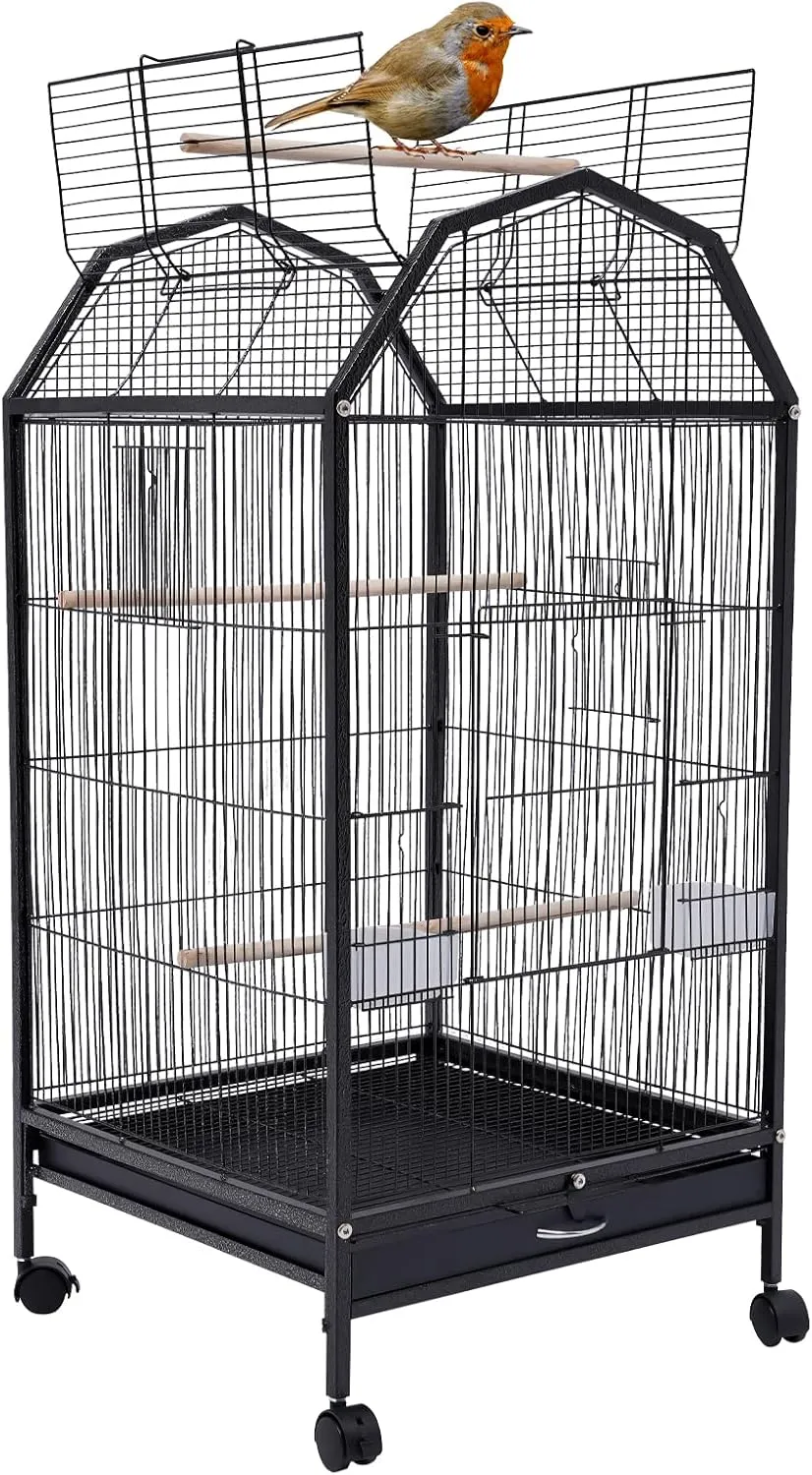 39.9" Large Bird Pet Cage, Large Play Top Parrot Finch Cage Macaw Cockatoo 5 Door for Small Birds Like Parrots Conure Lovebird Cockatiel Lovebirds Budgies