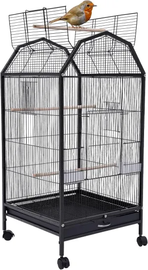 39.9" Large Bird Pet Cage, Large Play Top Parrot Finch Cage Macaw Cockatoo 5 Door for Small Birds Like Parrots Conure Lovebird Cockatiel Lovebirds Budgies