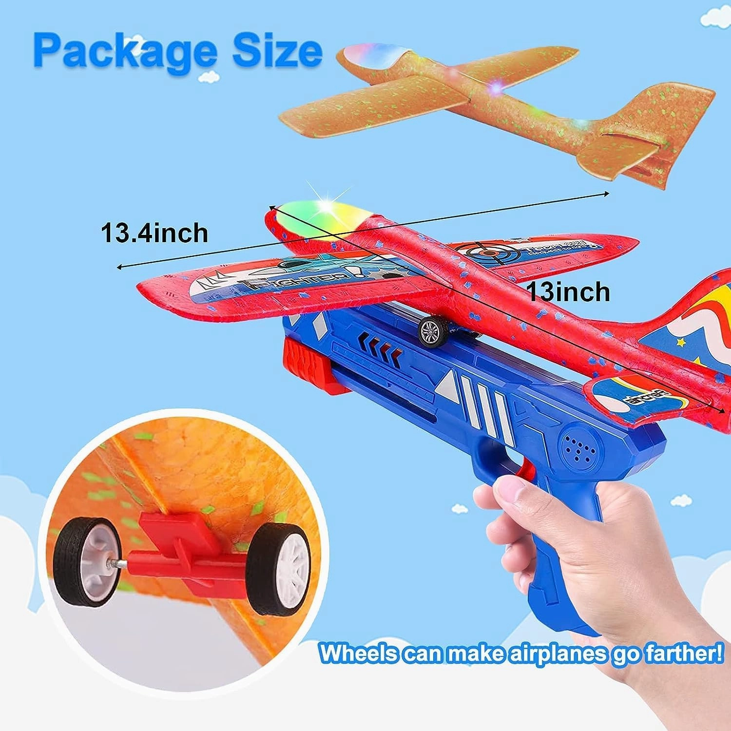 3 Pack Airplane Launcher Toy for Kids, Led Foam Glider with Plane Launcher for Playing Outdoor Flying Toys, Birthday Gifts for Boys Girls 3 4 5 6 7 8-13 Year Old.